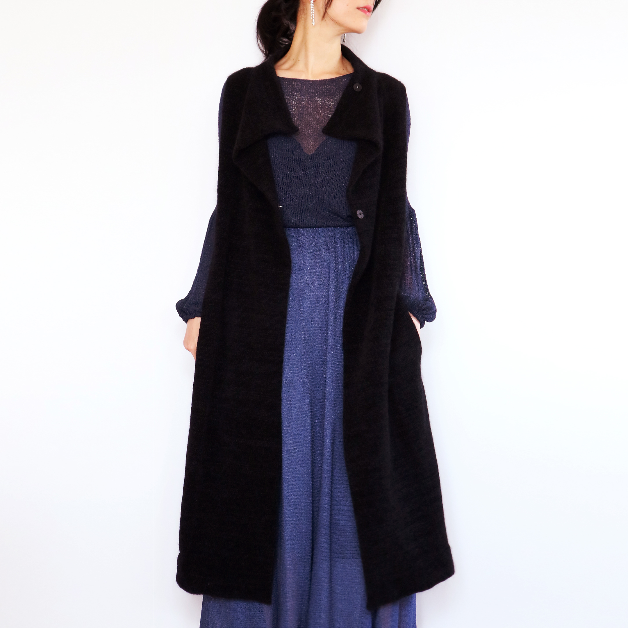 Rigil[リギル] シルクモール・ノースリーブコート / ブラック