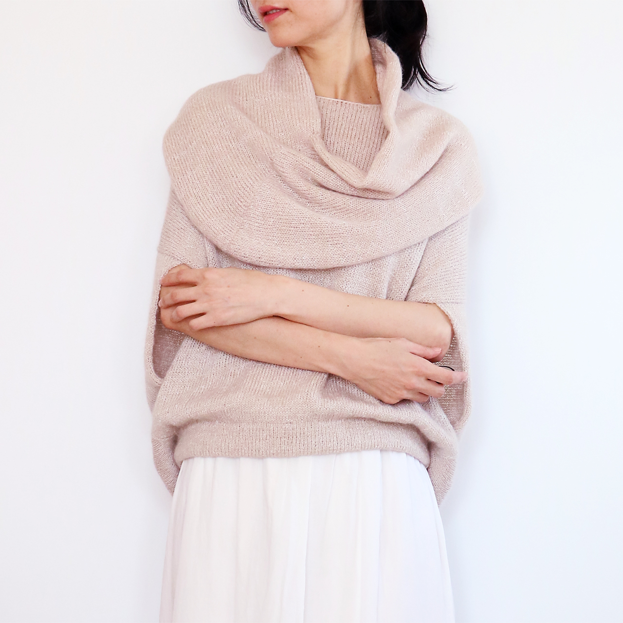 Azimech[アジメク] シルクモヘア・スヌード・ケープ / ベージュ系3